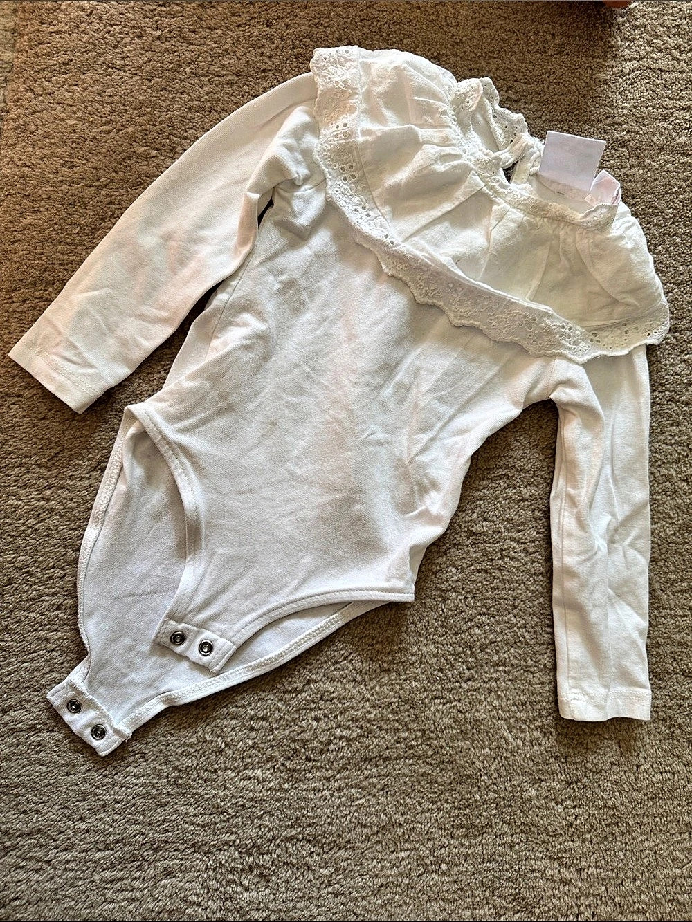 Zara Baby Girls White Lace Collar Bodysuit NWT